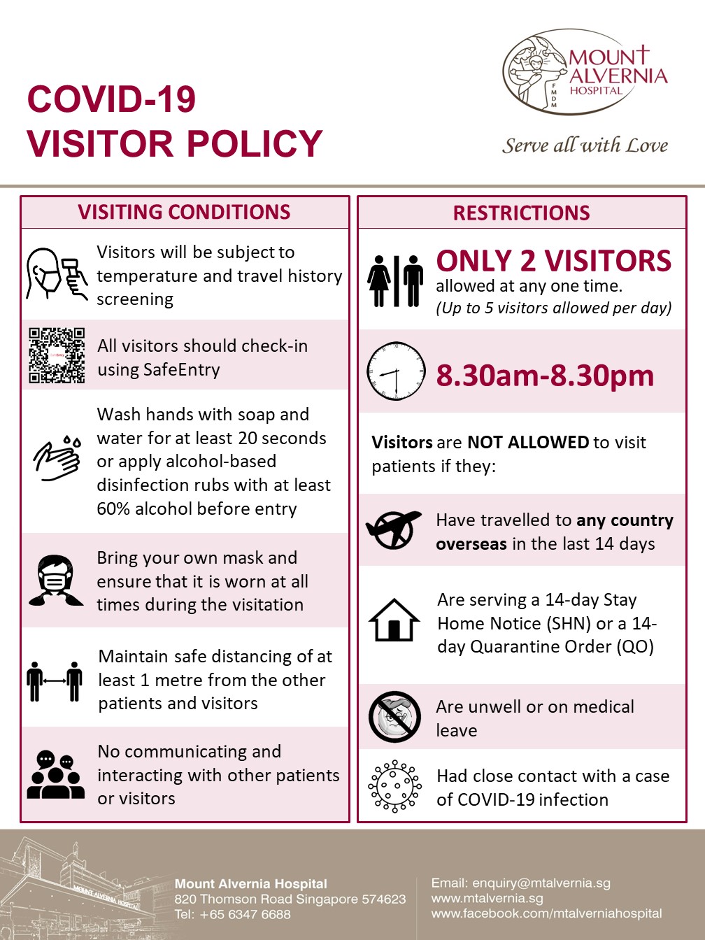 Mount Alvernia Hospital Singapore Visitor Policy