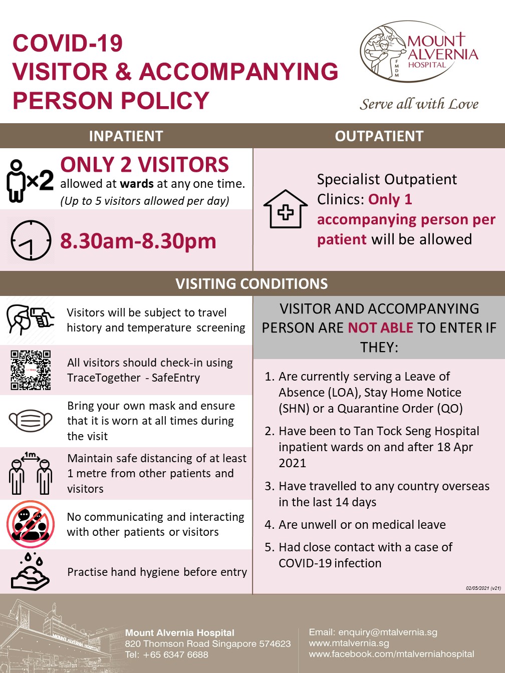 Mount Alvernia Hospital Singapore Visitor Policy